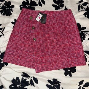 Maje Chic Red Tweed Skirt